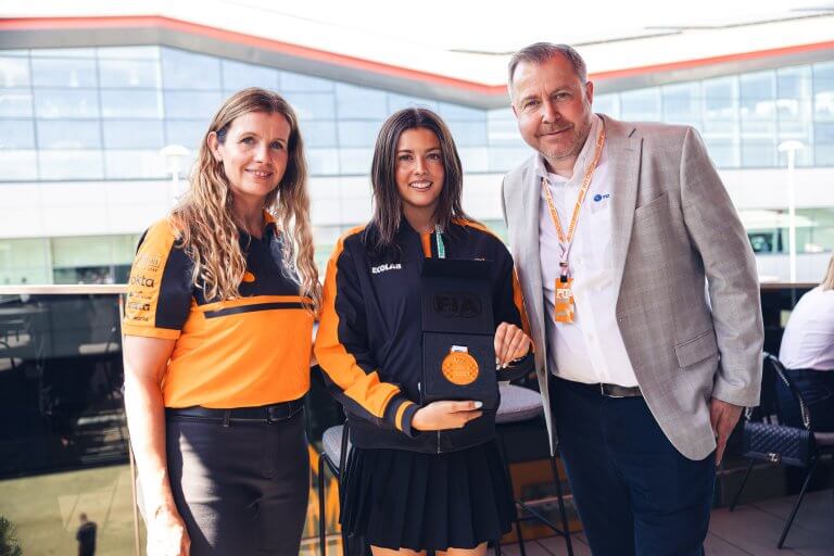 F1 Academy’s Ella Stevens presented with FIA Karting Award at British Grand Prix